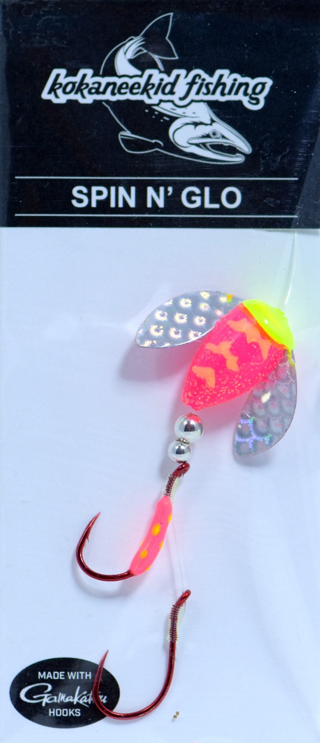 Spin N Glo – Glitter Pink Chartreuse Tiger #2 - Kokaneekid Fishing
